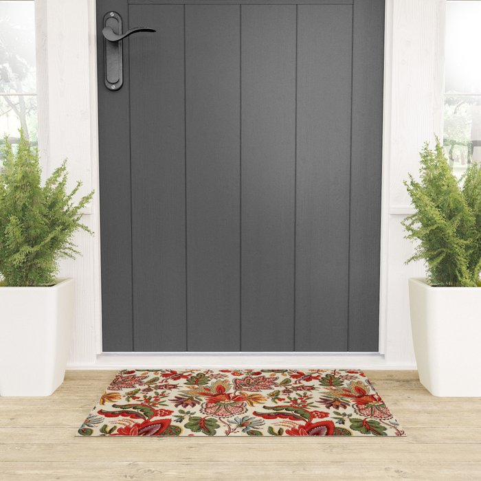 Merry Christmas Vintage Floral Vector Pattern Welcome Mat Gallery Image 3