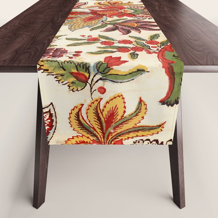 Merry Christmas Vintage Floral Vector Pattern Table Runner Gallery Image 1