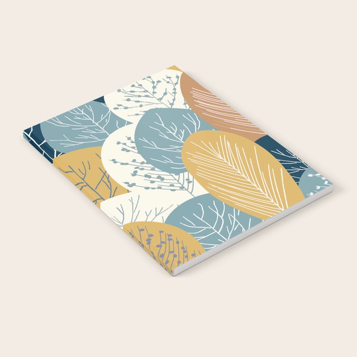 Forest Woodland Trees, Blue, Teal and Yellow, Floral Prints Notebook Gallery Image 2