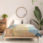 Forest Woodland Trees, Blue, Teal and Yellow, Floral Prints Comforter Gallery Image 3