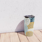 Forest Woodland Trees, Blue, Teal and Yellow, Floral Prints Travel Mug Gallery Image 4
