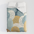Forest Woodland Trees, Blue, Teal and Yellow, Floral Prints Duvet Cover Gallery Image 6