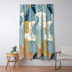 Forest Woodland Trees, Blue, Teal and Yellow, Floral Prints Window Curtain Gallery Image 5
