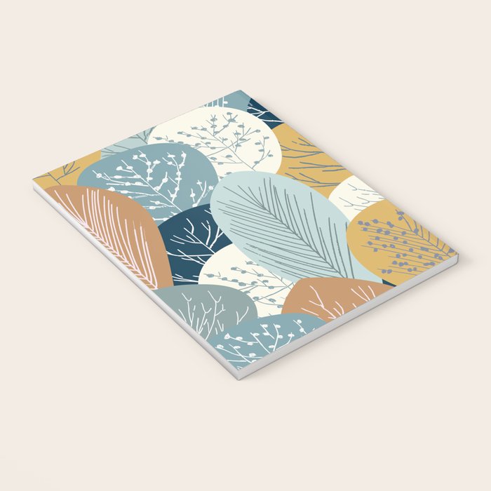 Forest Woodland Trees, Blue, Teal and Yellow, Floral Prints Notebook Gallery Image 3