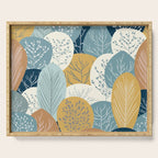 Forest Woodland Trees, Blue, Teal and Yellow, Floral Prints Serving Tray Gallery Image 1