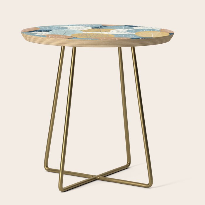 Forest Woodland Trees, Blue, Teal and Yellow, Floral Prints Side Table Gallery Image 1