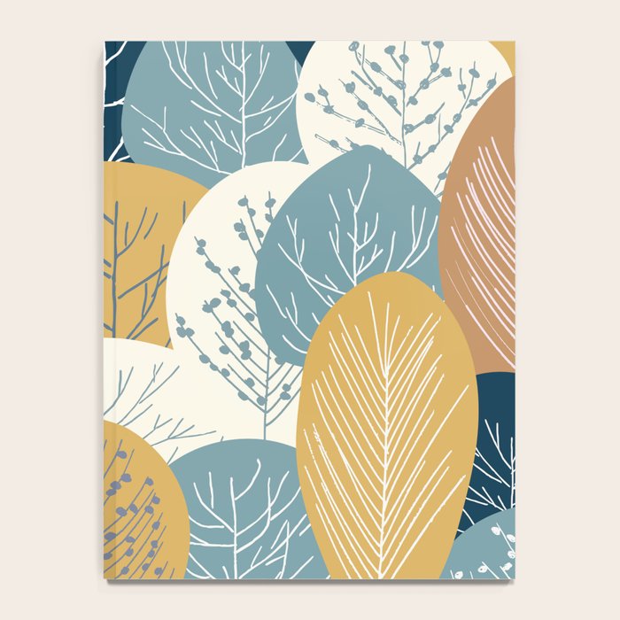 Forest Woodland Trees, Blue, Teal and Yellow, Floral Prints Notebook Gallery Image 4