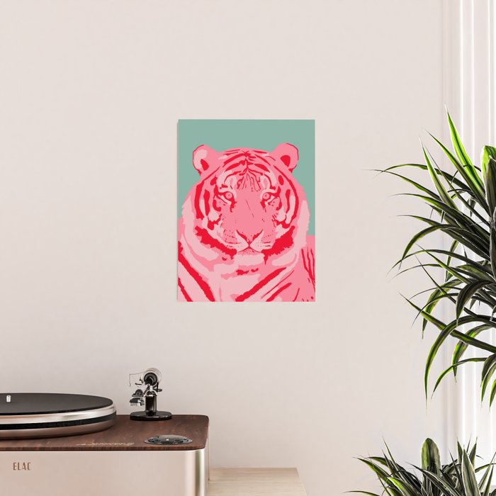 Tiger Pink & Teal Poster Gallery Image 2
