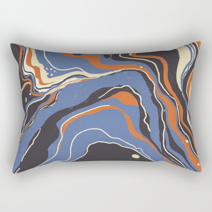 Retro marble in blue Rectangular Pillow Gallery Image 2