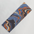 Retro marble in blue Yoga Mat Gallery Image 1