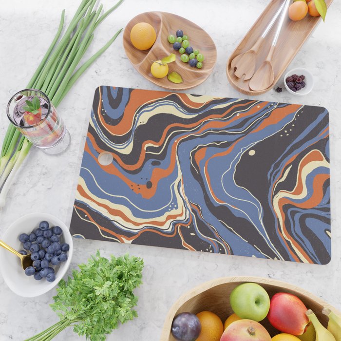 Retro marble in blue Cutting Board Gallery Image 2
