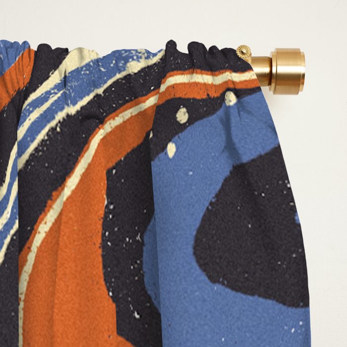 Retro marble in blue Window Curtain Gallery Image 2