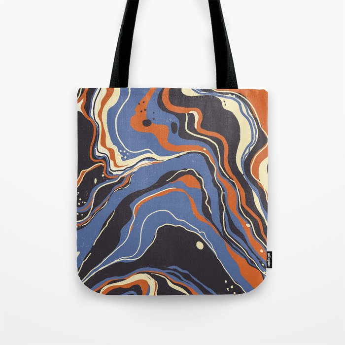 Retro marble in blue Tote Bag Gallery Image 1