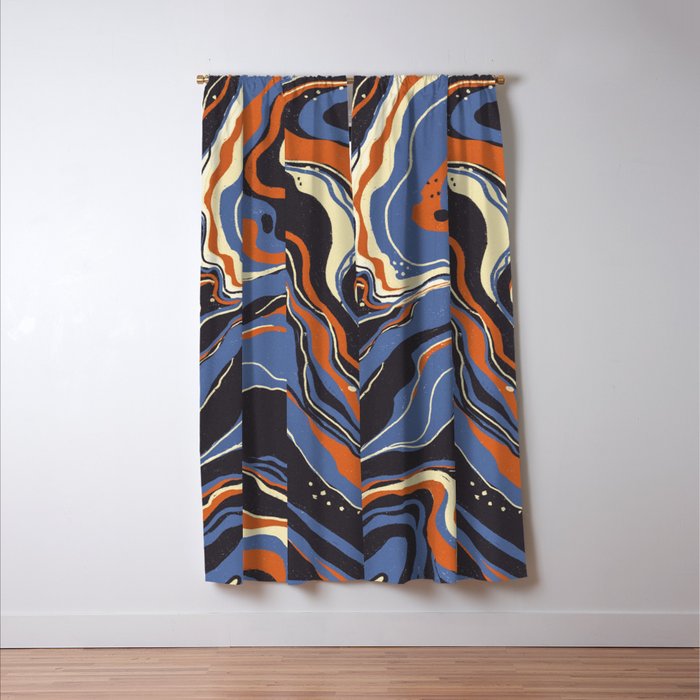 Retro marble in blue Window Curtain Gallery Image 3