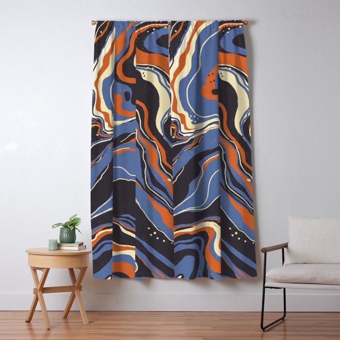 Retro marble in blue Window Curtain Gallery Image 5