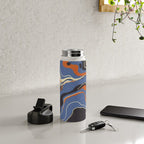 Retro marble in blue Water Bottle Gallery Image 4