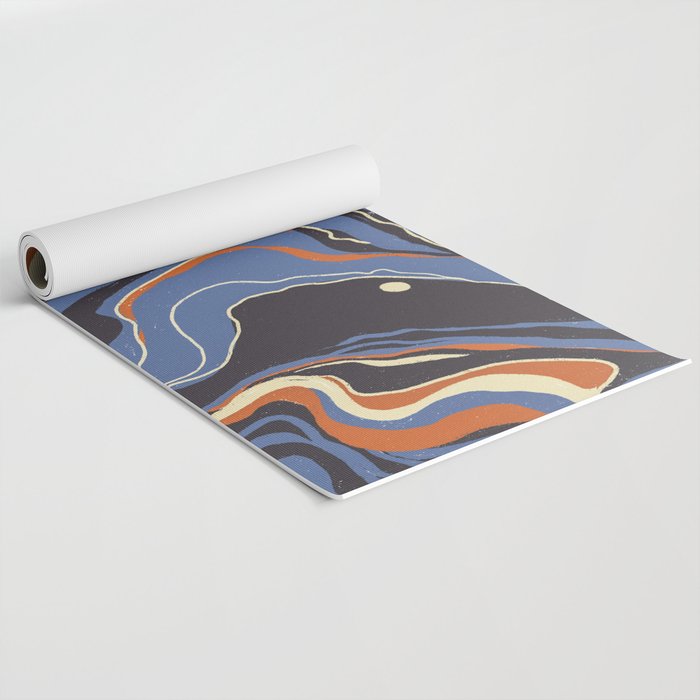 Retro marble in blue Yoga Mat Gallery Image 2