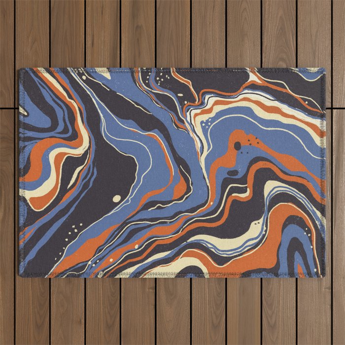 Retro marble in blue Outdoor Rug Gallery Image 1