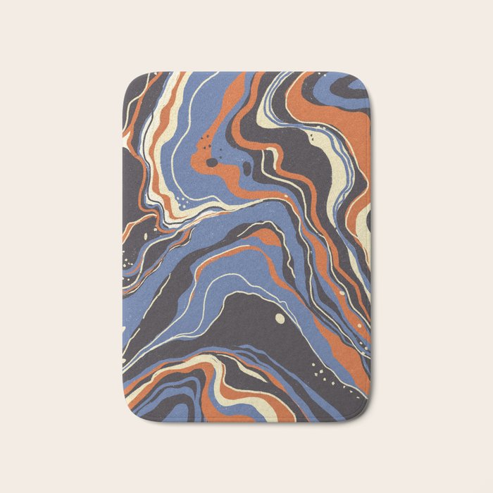 Retro marble in blue Bath Mat Gallery Image 1