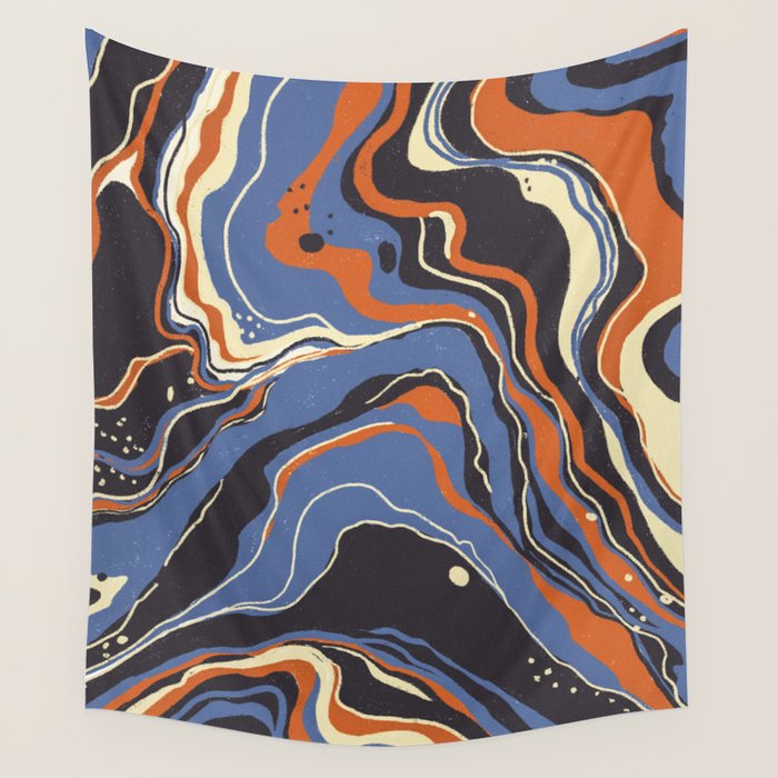 Retro marble in blue Wall Tapestry Gallery Image 4