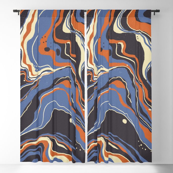 Retro marble in blue Window Curtain Gallery Image 5