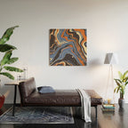 Retro marble in blue Wood Wall Art Gallery Image 2