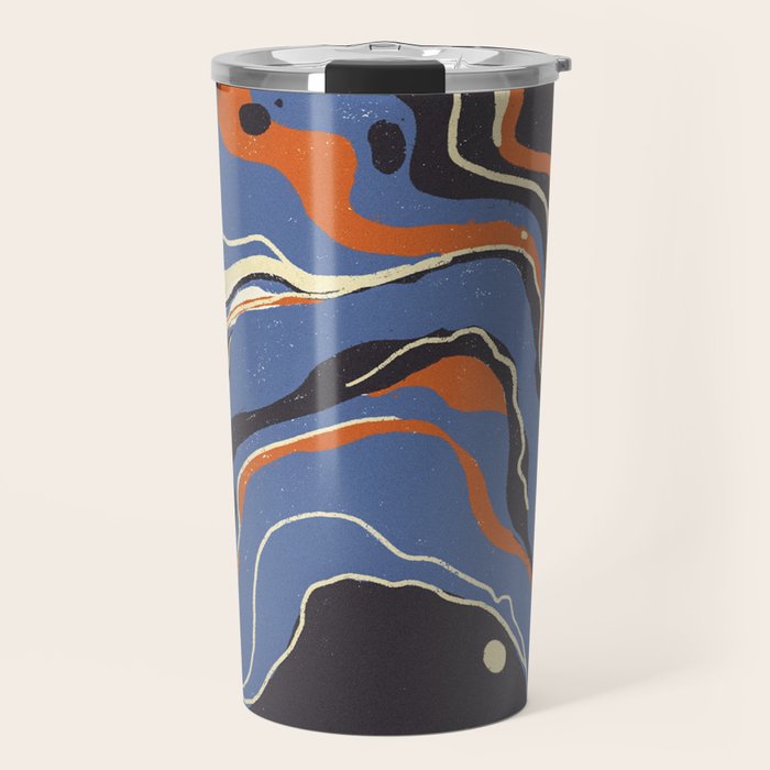 Retro marble in blue Travel Mug Gallery Image 1