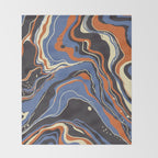Retro marble in blue Throw Blanket Gallery Image 2