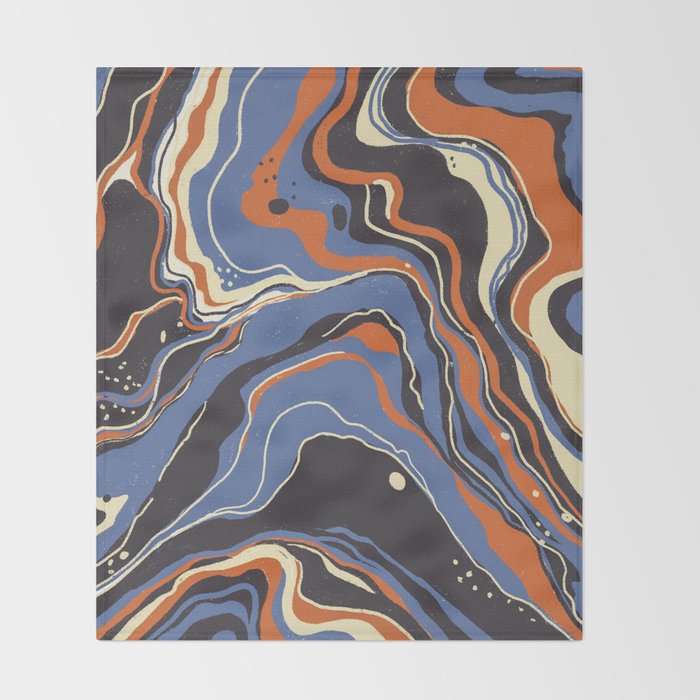 Retro marble in blue Throw Blanket Gallery Image 2