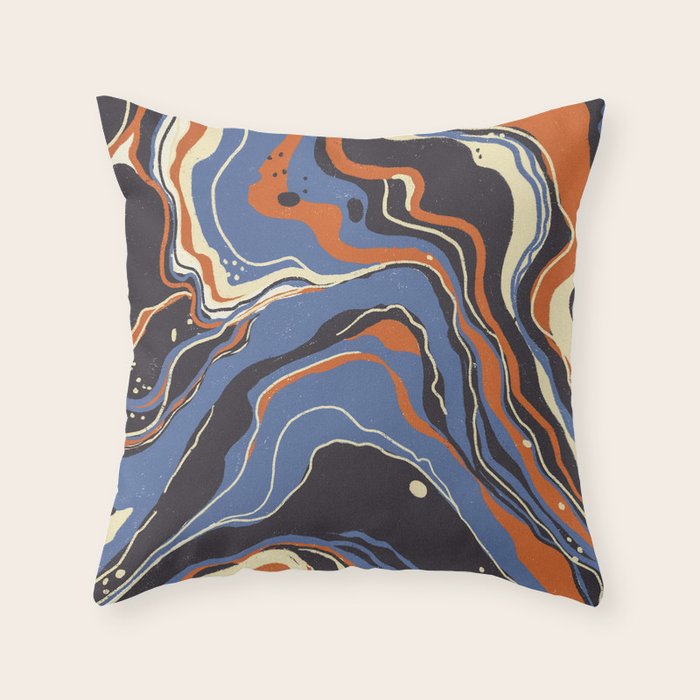 Retro marble in blue Throw Pillow Gallery Image 6