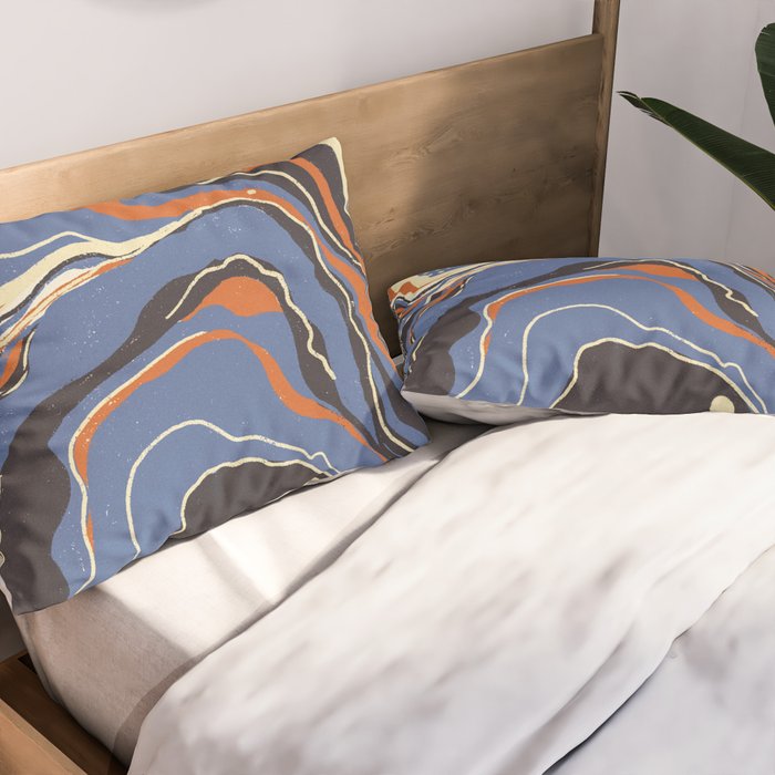 Retro marble in blue Pillow Sham Gallery Image 2