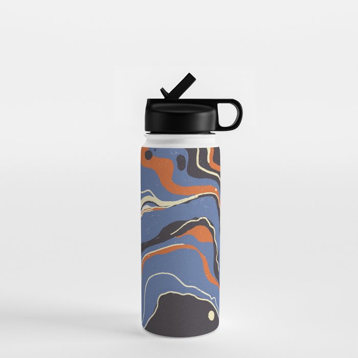 Retro marble in blue Water Bottle Gallery Image 1