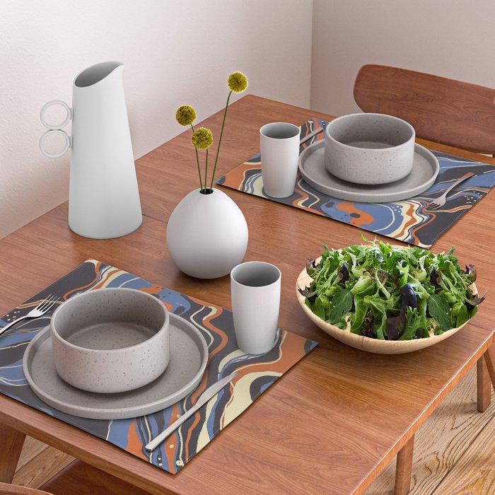 Retro marble in blue Placemat Gallery Image 2