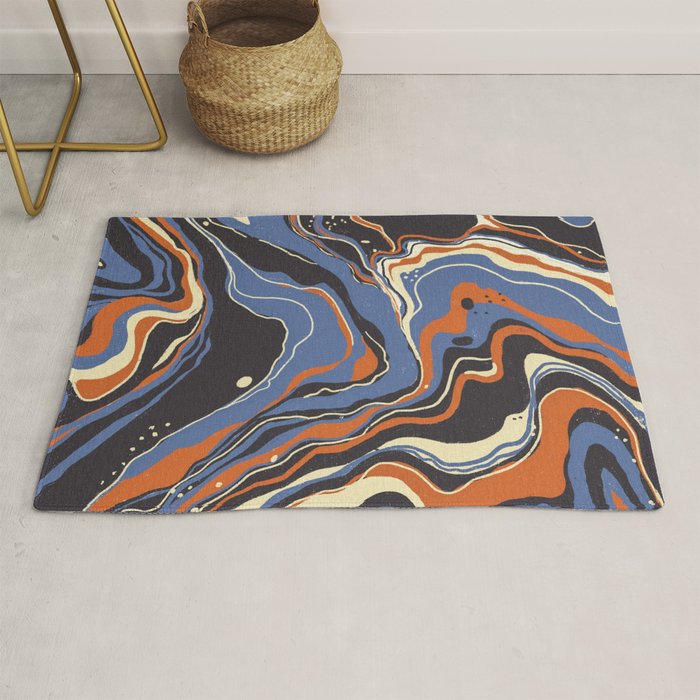 Retro marble in blue Rug Gallery Image 1