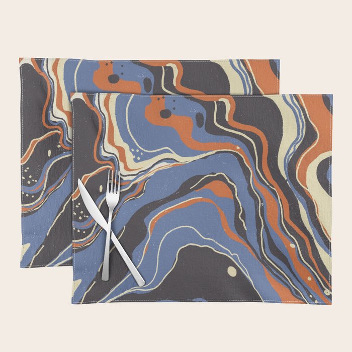 Retro marble in blue Placemat Gallery Image 1