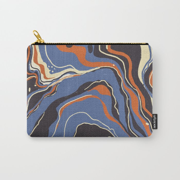 Retro marble in blue Carry All Pouch Gallery Image 1