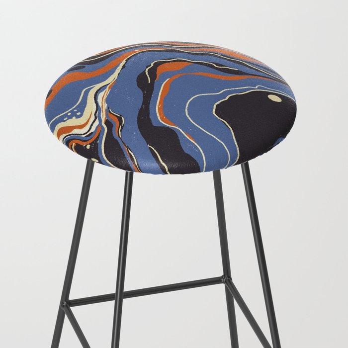 Retro marble in blue Stool Gallery Image 2