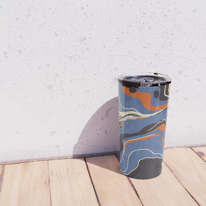 Retro marble in blue Travel Mug Gallery Image 4