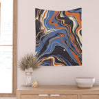 Retro marble in blue Wall Tapestry Gallery Image 2
