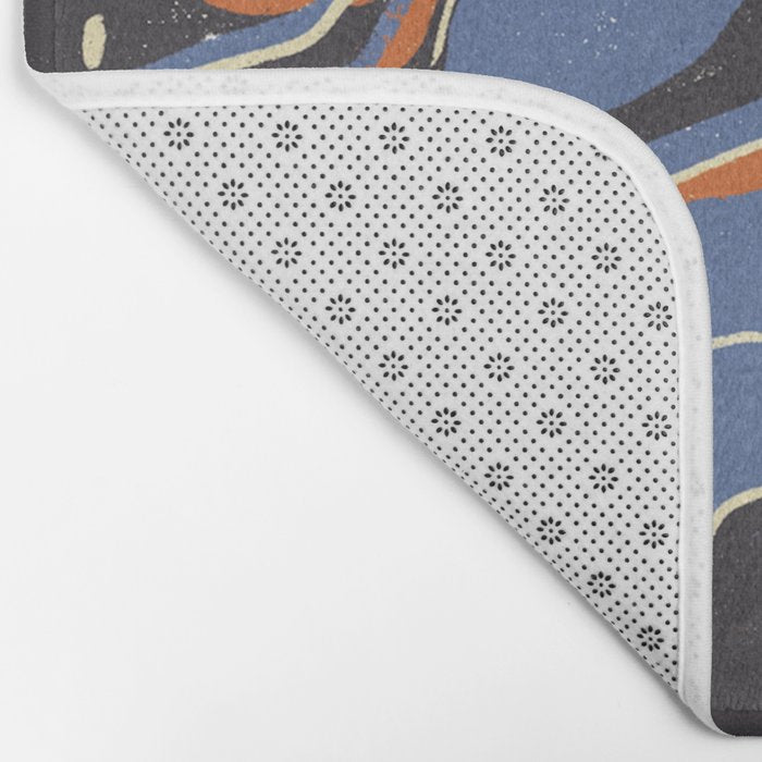 Retro marble in blue Bath Mat Gallery Image 2
