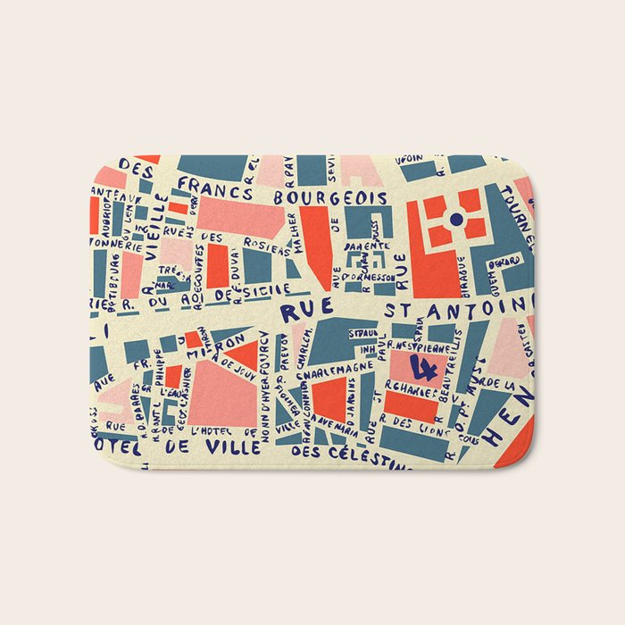 paris map blue Bath Mat Gallery Image 1