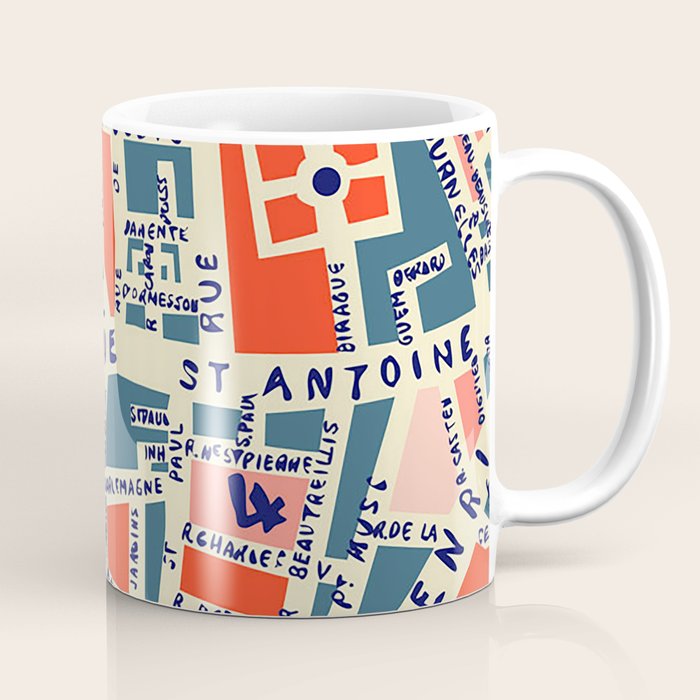 paris map blue Coffee Mug Gallery Image 1