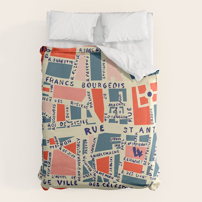 paris map blue Duvet Cover Gallery Image 6