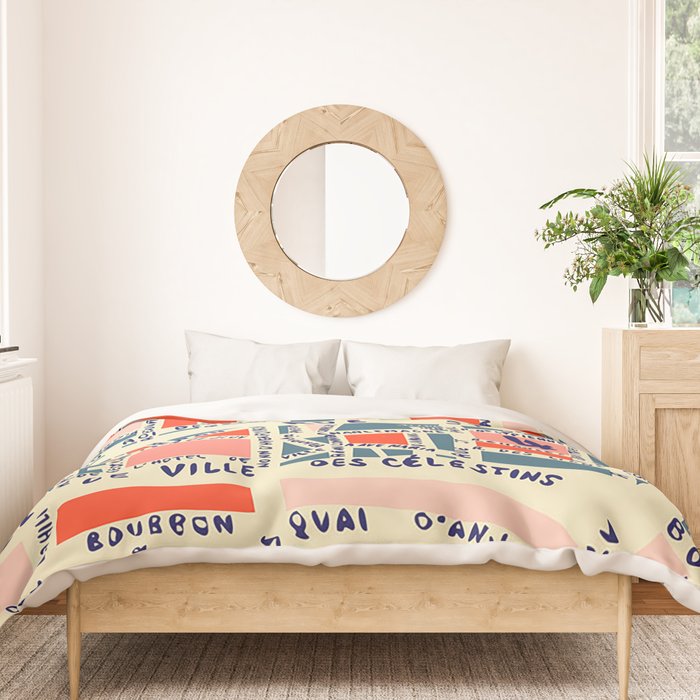 paris map blue Duvet Cover Gallery Image 3