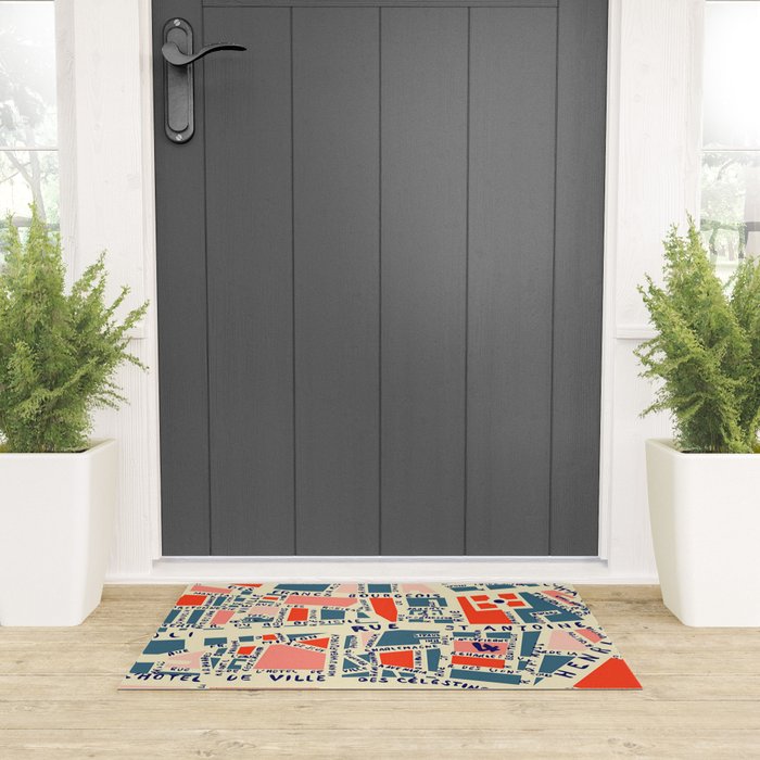 paris map blue Welcome Mat Gallery Image 3