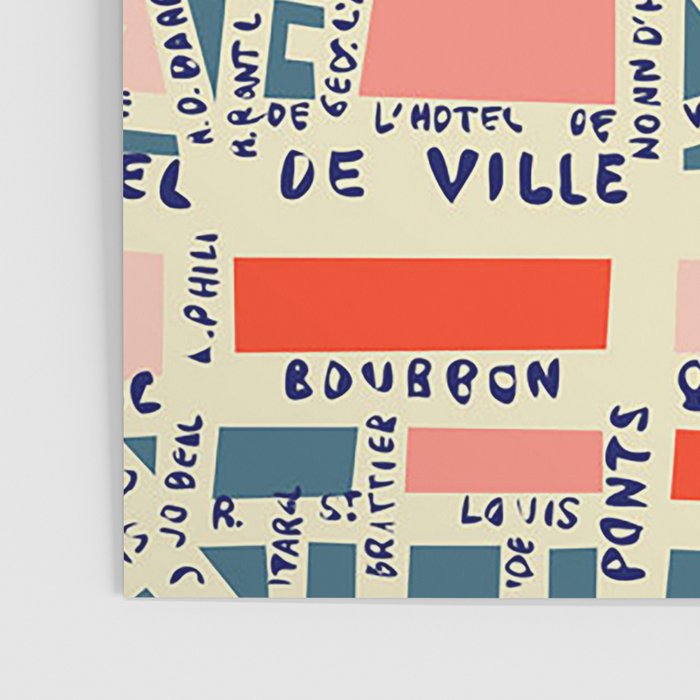 paris map blue Poster Gallery Image 3