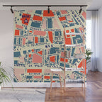 paris map blue Wall Mural Gallery Image 1