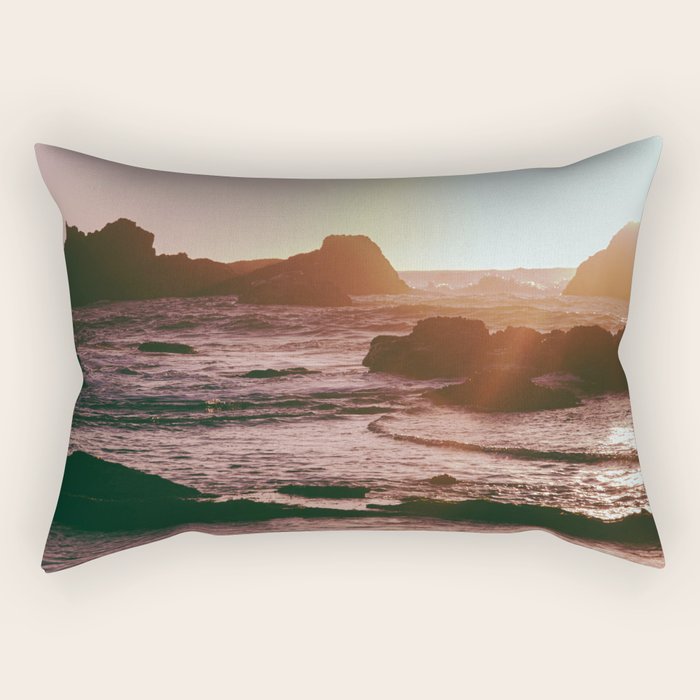 Rocky Sun-Kissed Tides Rectangular Pillow Gallery Image 2