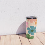 Retro Flower - Big Daisy Cream background Travel Mug Gallery Image 4