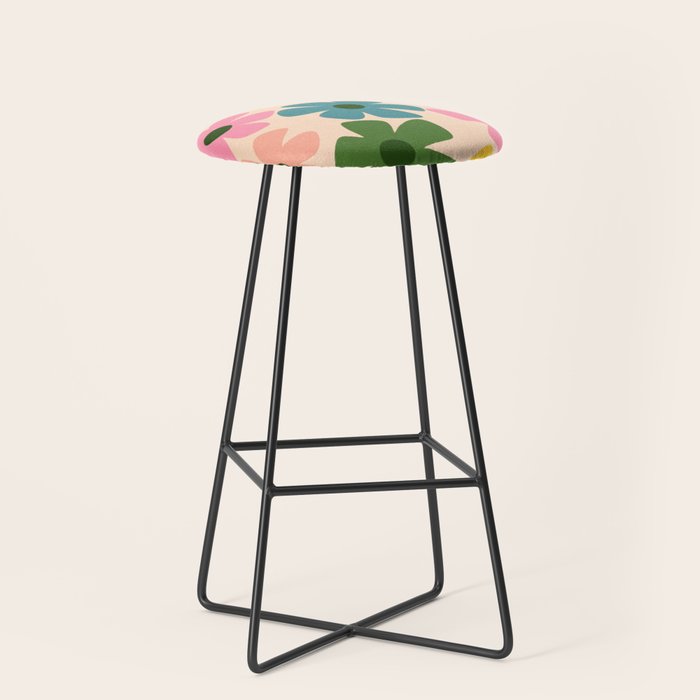 Retro Flower - Big Daisy Cream background Stool Gallery Image 1